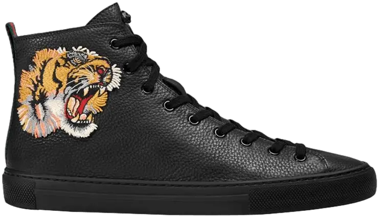  Gucci Leather High U0027tigeru0027 Black Gucci Mens High Tops Png Gucci Snake Logo