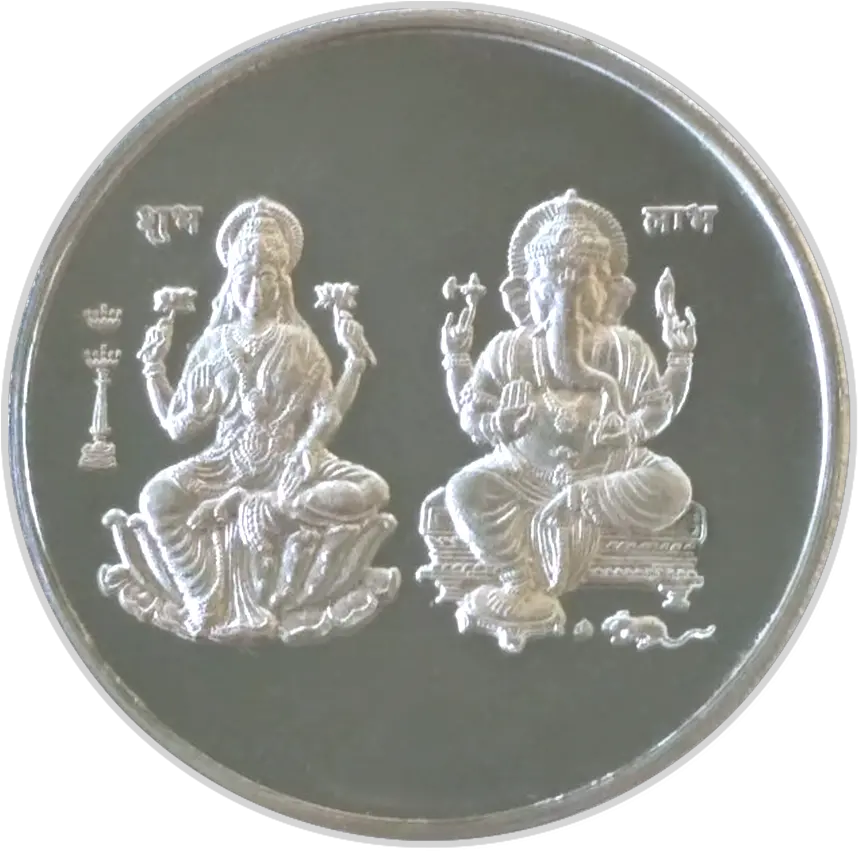  Lakshmi Ganesha 999 Silver Coin 100 Grams Quarter Png Silver Coin Png