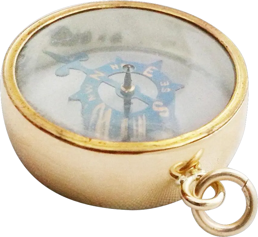  Superb Antique French Transparent 9ct Gold Compass Fob Brass Png Compass Transparent