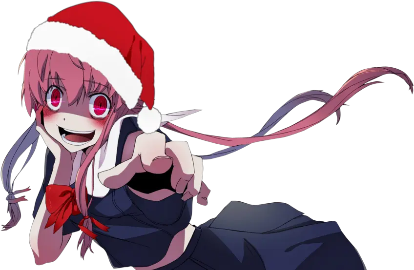  Download U201c Transparent Yuno Gasai Santa Hat Source Pink Yuno Mirai Nikki Png Santa Hat Transparent Background