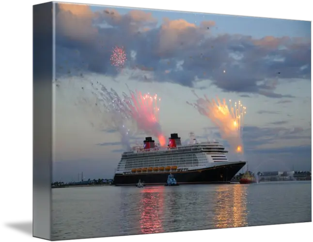  The Cruise Ship Disney Fantasy With Fireworks By Bradford Martin Cruiseferry Png Cruise Ship Transparent