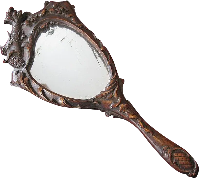  Th Century Carved Wooden Mirror Art Nouveau Hand Mirror Silver Png Hand Mirror Png