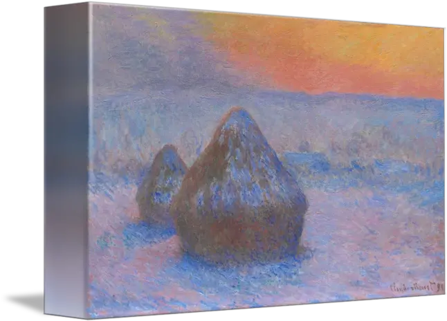  Stacks Of Wheat Sunset With Snow Effect By Monet Vintage Posters Claude Monet Haystacks Png Snow Effect Transparent