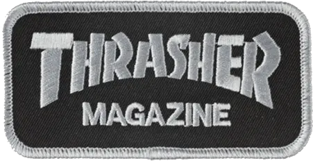  Thrasher Logo Black Silver Patch Label Png Thrasher Logo Transparent