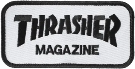  Thrasher Logo White Black Patch Label Png Thrasher Logo Transparent