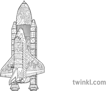  Space Shuttle Mindfulness Science Week Ks2 Black And White Illustration Png Space Shuttle Png