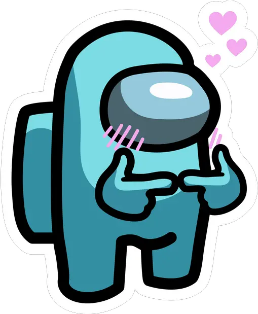  Among Us Character Fall In Love Sticker Stickers Among Us Character Cyan With Egg Png Mortal Kombat Folder Icon