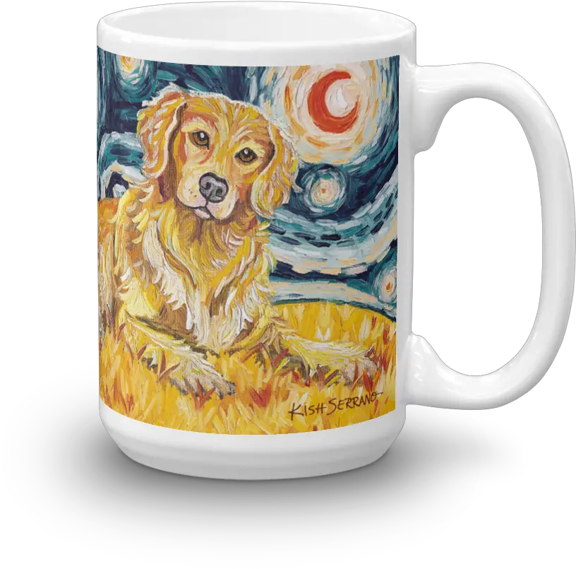  Golden Retriever Starry Night Mug 15oz Dog Png Golden Retriever Png