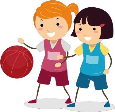  Little Basketball Girls Wall Sticker Kids Playing Netball Clipart Png Basketball Emoji Png