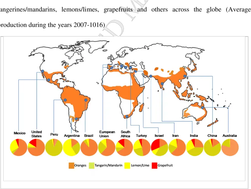  Geographical Distribution Of Production Major Citrus Countries With Leaded Gasoline Png Oranges Png