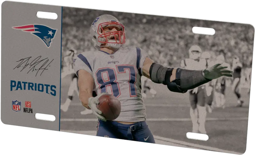  New England Patriots Rob Gronkowski Metal Photo New Kick American Football Png Patriots Png