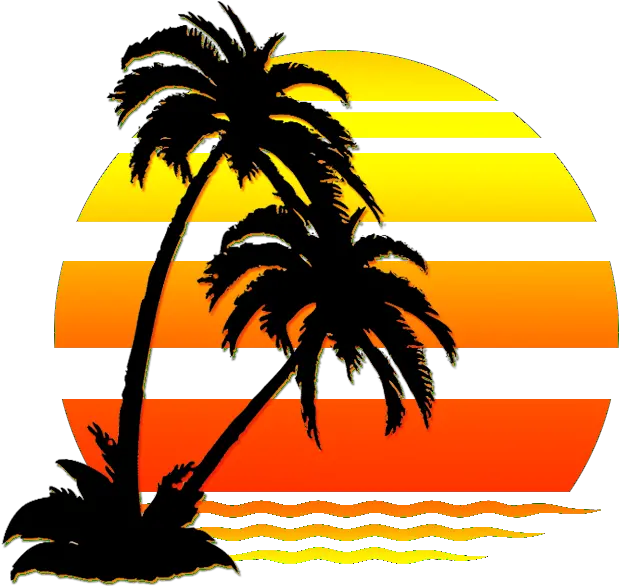  Palmtree Water Sunset Silhouette Sun Aesthetic Palm Tree Beach Clipart Png Sun Silhouette Png