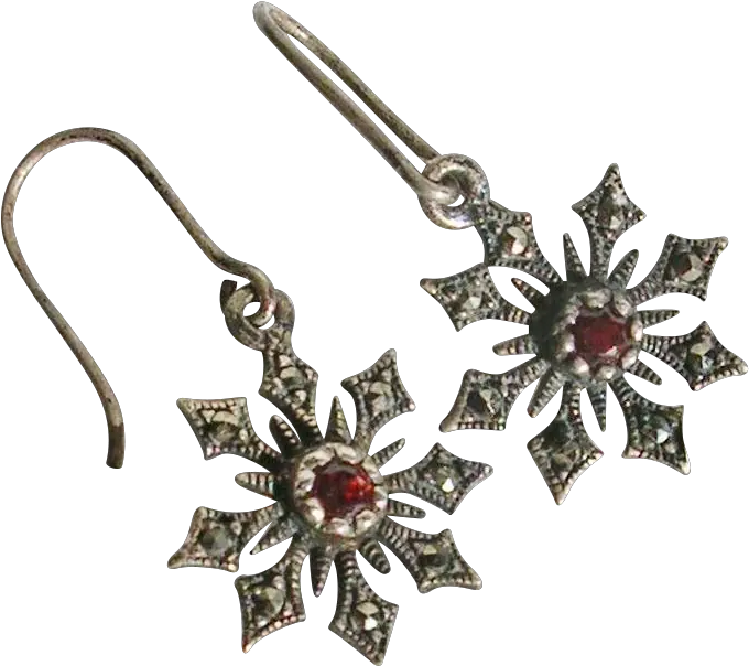  Download Sterling Silver Snowflake With Marcasite And Garnet Solid Png Silver Snowflake Png