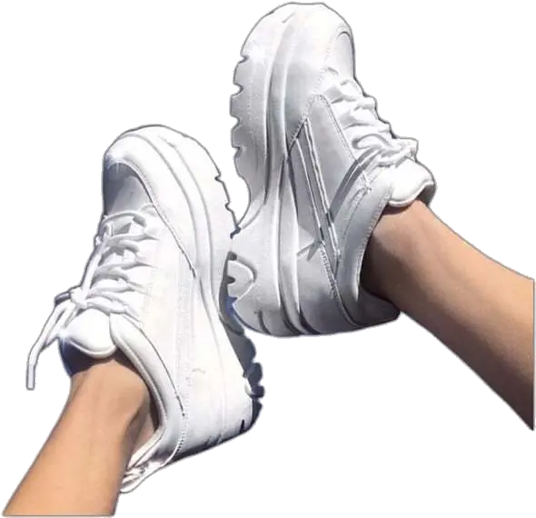  White Shoes Png Shared By Elyse Girls In White Sneakers Platform Running Shoe Png