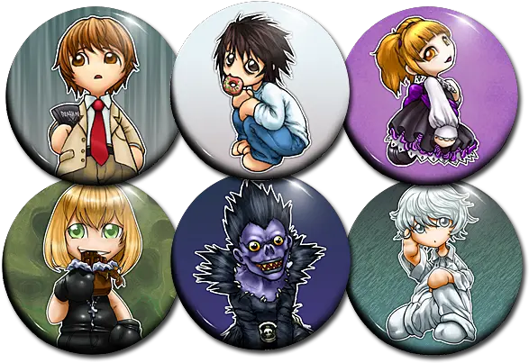  Death Note Button Or Magnet Set Afterimages Of Ghostfire Cartoon Png Death Note Png