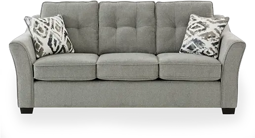  Grey Upholstered Sofa With Decorative Pillow Png Couch