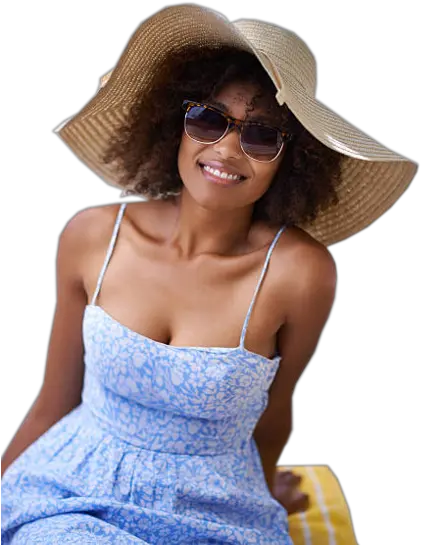  Sun Glass And Straw Hat Girl Png Straw Hat Png