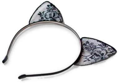  Cat Eared Black Lace Headband Engagement Ring Png Cat Ears Transparent