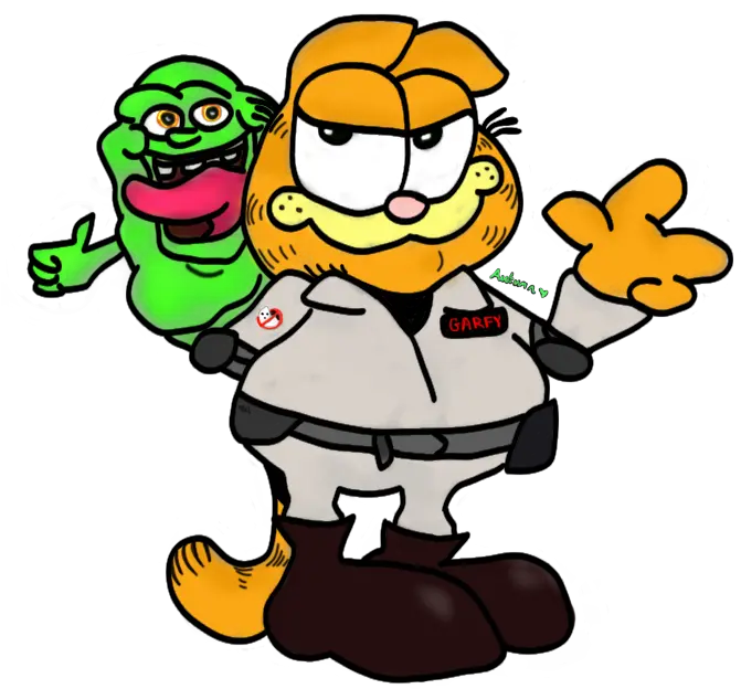  Image 81488 Artistlildin0saur Gameghostbusters Garfield Cartoon Png Slimer Png