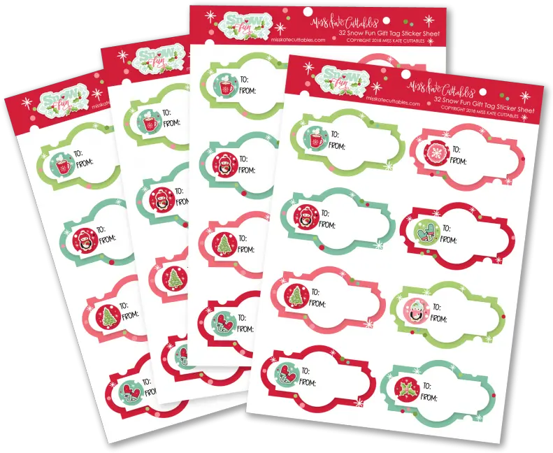  Snow Fun Gift Tag Sticker Packs Cartoon Png Gift Tag Png