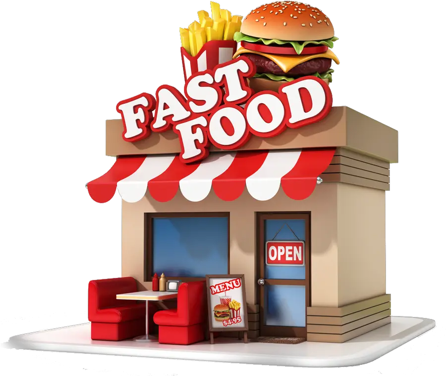  Home Shop On A White Background Png Junk Food Png