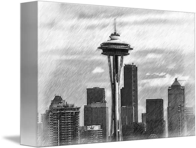  Seattle Skyline Sketched By Kirt Tisdale Commercial Png Space Needle Icon