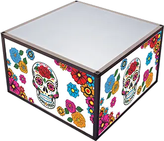  Day Of The Dead Coffee Table With Sugar Skull U0026 Flowers Png