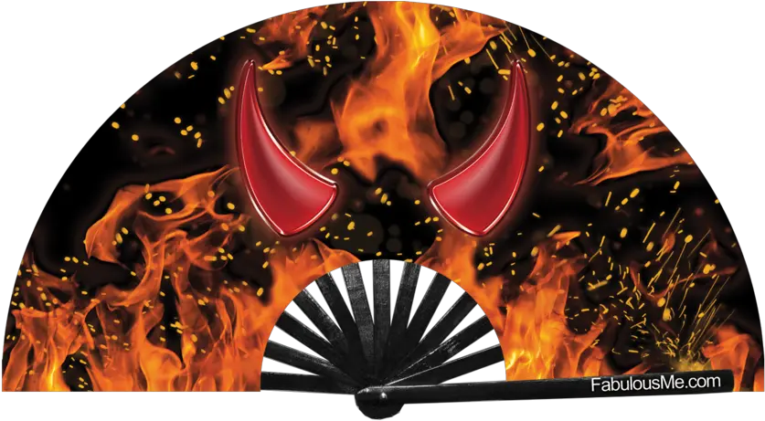  Devil Horn Bamboo Circuit Party Uv Glow Hand Fan Png Party Horn Png