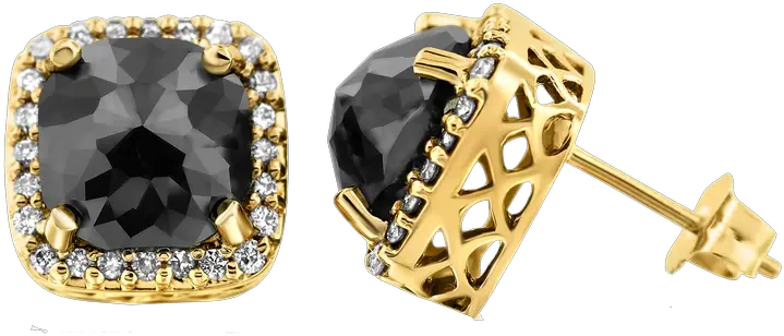  Yg 275ctw Cushion Black Diamond Earrings Solid Png Diamond Earrings Png