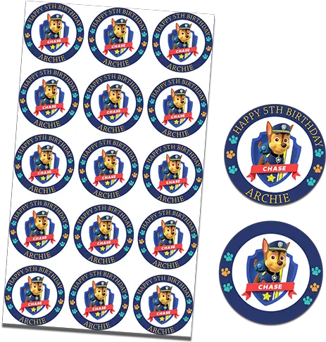  Paw Patrol Chase 15x 2u2033 Or 30x 15u2033 Cupcakes U2013 Can Be Personalised Cosmetics Png Paw Patrol Chase Png