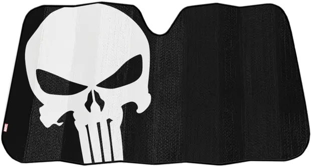  1 Plasticolor Marvel Punisher Skull Car Black Windshield Folding Shadesun Punisher Skull Png Punisher Skull Png