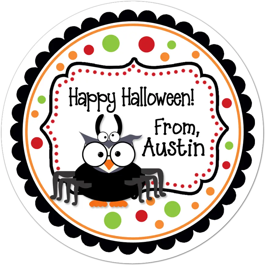  Spider Owl Fancy Frame Personalized Halloween Sticker You Are O Fish Ally A 4th Grader Png Halloween Frame Png