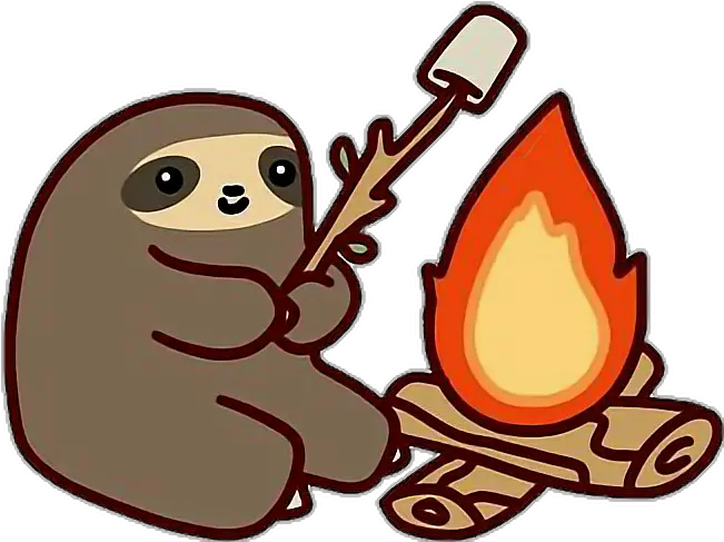  Download Sloth Fire Animal Marshmallow Camping Tumblr Sloth Stickers Png Sloth Png