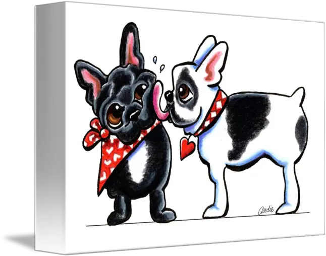  French Bulldog Kiss By Off Leash Art Png French Bulldog Png