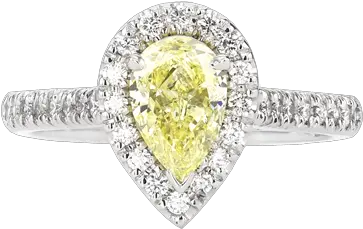  Pear Cut Yellow Diamond Halo Ring Martin Rogers Jewellery Ring Png Yellow Diamond Png