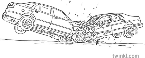  Car Crash Accident Ks3 Black And White Illustration Twinkl Executive Car Png Car Crash Png