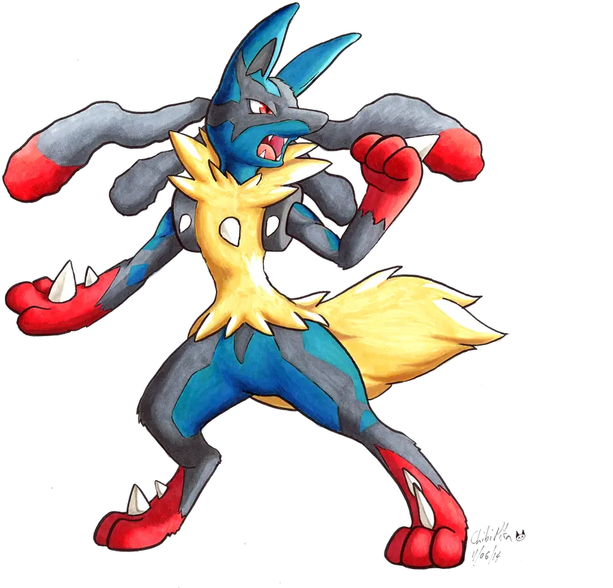  Copic Mega Lucario Dibujo Png Lucario Png