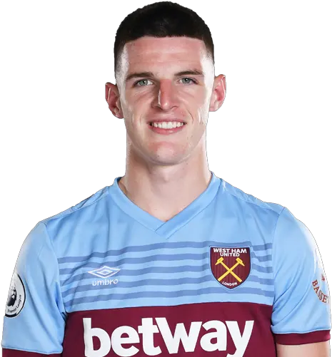  Declan Rice Profile News U0026 Stats Premier League West Ham Home Kit Png Rice Transparent Background