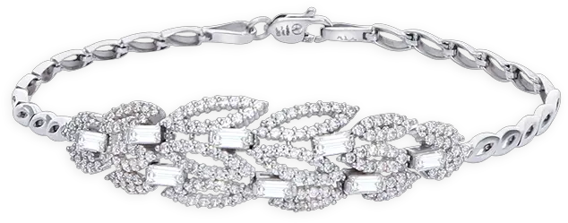  Interlaced Leaves Full Set White Gold Bracelet Png Interlaced Png