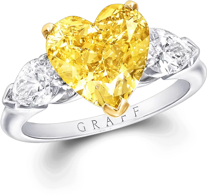  Heart Shape Ring Yellow Diamond Engagement Ring Png Yellow Heart Png