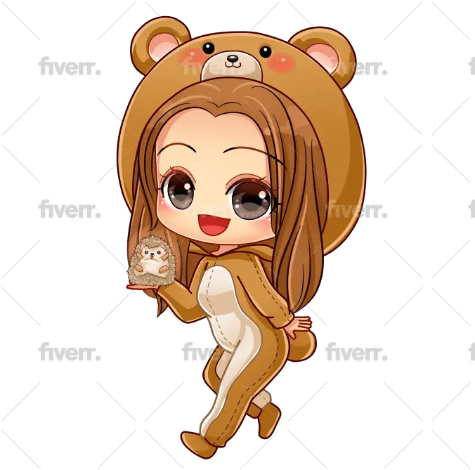  Draw You With Cute Monster Costume Chibi Style By Data Link University Png Geek Girl Anime Icon Transparent