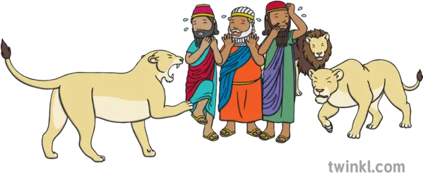  Babylonian Governors Surrounded By Angry Lions Illustration Cartoon Png Lions Png