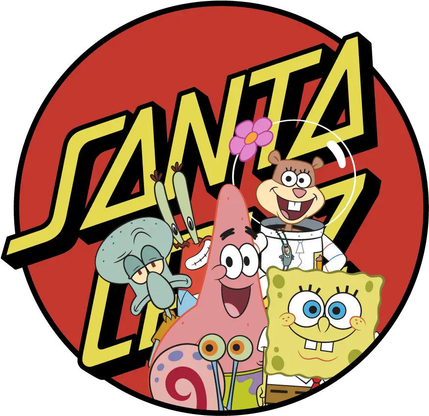  Nickalive Nickelodeon And Santa Cruz Skateboards Spongebob Santa Cruz Png Nickelodeon Movies Logo