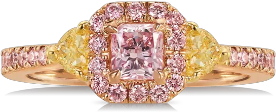  Argyle Pink And Yellow Diamond Vault Ring Engagement Ring Png Yellow Diamond Png