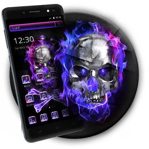  Amazoncom Flaming Violet Skull Theme Apps U0026 Games Metal Skull On Fire Png Flaming Star.png Icon