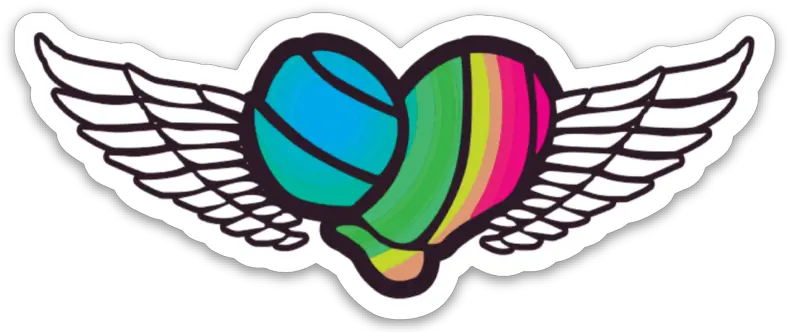  Volleyball Rainbow Heart With Wings Sticker Metro Polda Jaya Logo Png Rainbow Heart Png