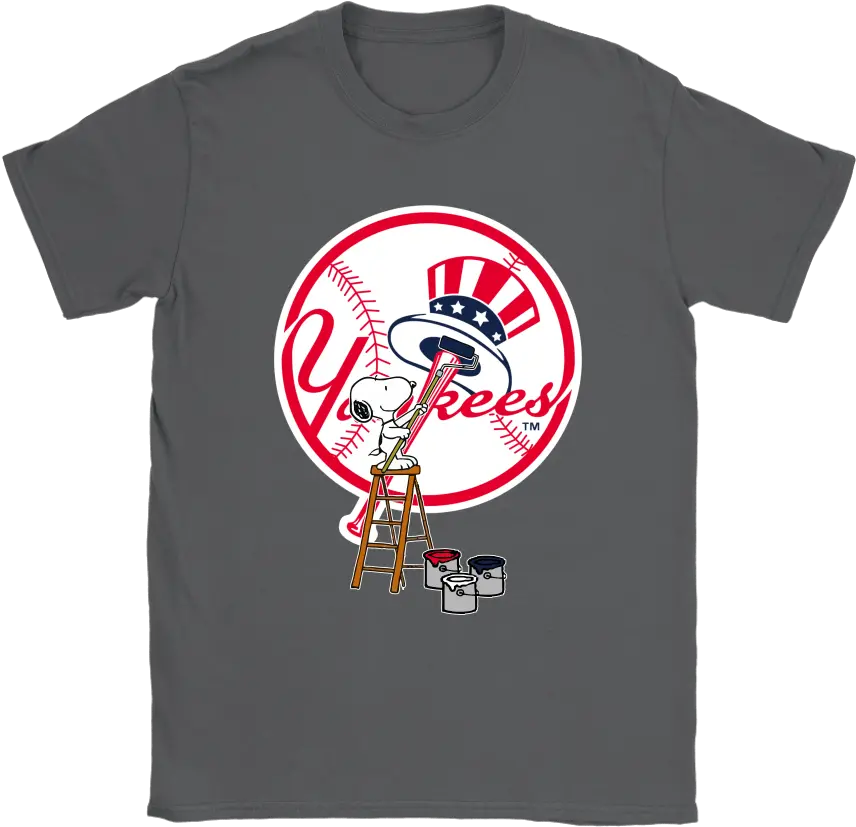  Snoopy Paints The New York Yankees Logo Mlb Baseball Shirts Shirt To First Fathers Day Png Yankees Logo Png