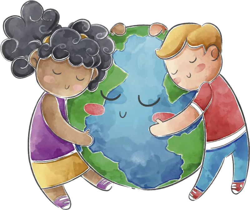  Globe For Kids Illustration Wall Art Niños Abrazando El Mundo Png Globe Emoji Png