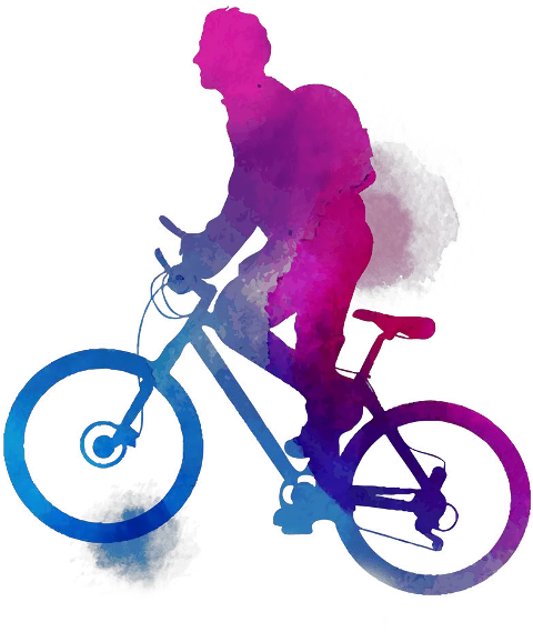  Download Hd Watercolor Bike Rider2 Man Riding Bicycle Png Bicycle Silhouette Png Bike Rider Png