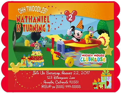  Mickey Mouse Clubhouse Plane Birthday Party Invitation Cherylu0027s Invitations Mickey Mouse Clubhouse Png Mickey Mouse Clubhouse Png